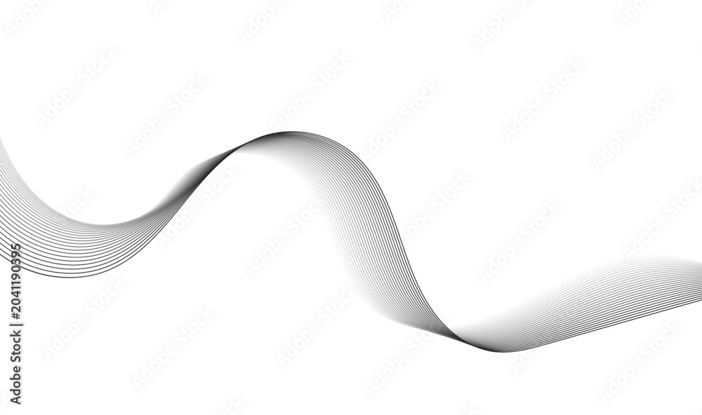 Fototapeta premium Abstract Soft Grey and White Line Wave Background, Modern Minimalist Vector Ribbon Graphic Blend Design Element on Isolated White Backdrop for Tech Corporate Certificate, Brochure, and Web Header 