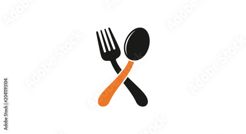 Foto Spoon and fork eating utensils crossed.