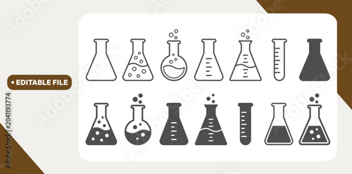 Photos Erlenmeyer flask chemistry beaker icon set