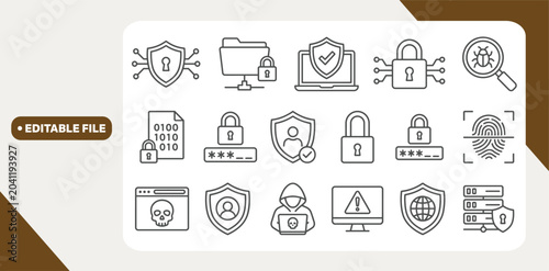 Billede på lærred Cyber security icon set. Vector graphic illustration.