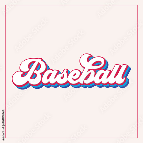 Baseball Typography Script Logo Design with Retro Vintage Style