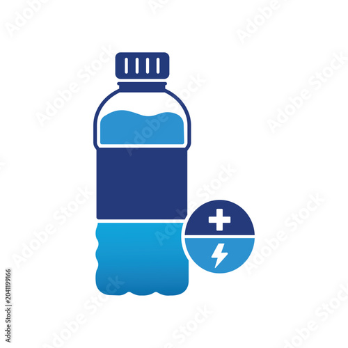 electrolyte drink bottle flat illustration hydration fluid refreshment icon graphic symbol vector