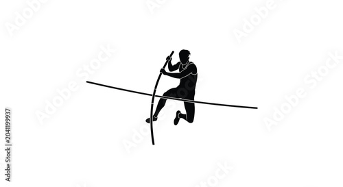 Tableau sur toile pole vaulter silhouette on transparent background high quality