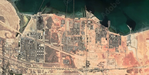 Foto Ruwais Industrial City Coastal Overview Satellite Image, UAE
