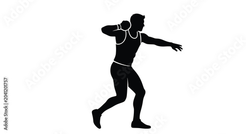Obraz na plátně Discus thrower athlete silhouette on transparent background