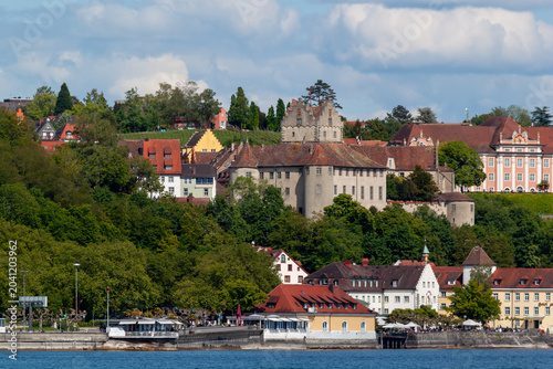 A sweeping panoramic view of Meersburg, Germany, as seen from Lake Constance (Bodensee).