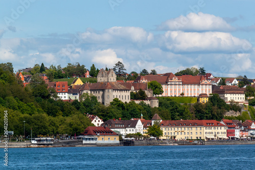 A sweeping panoramic view of Meersburg, Germany, as seen from Lake Constance (Bodensee).