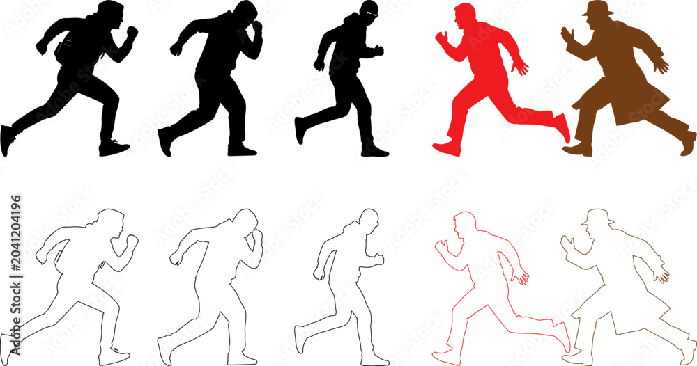 Εκτύπωση καμβά Running people Silhouette Set