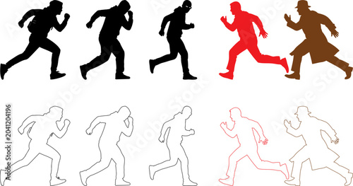 Bilde på lerret Running people Silhouette Set