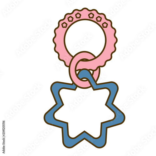 Baby Teether Rattle Toy Icon Vector Illustration for Newborn Tooth Care and Play