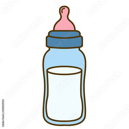 Baby Milk Bottle Icon Vector Illustration for Newborn Care and Feeding Concept