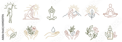 Fotografija Aesthetic line art icon vector set of woman beauty wellness and selfcare element