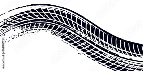 Vector set of Tire tread marks white tire tracks and skid marks isolated white background