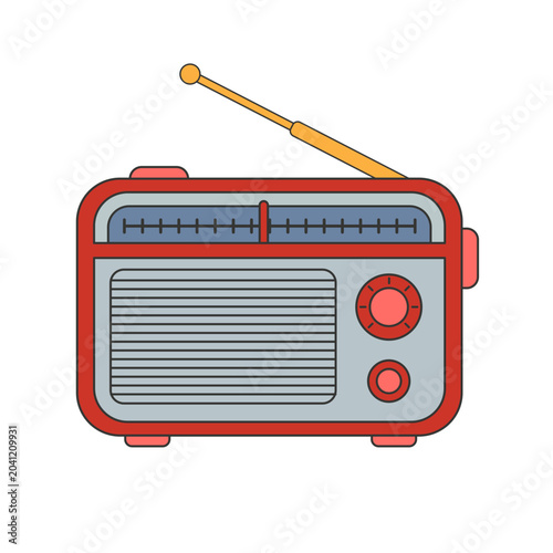 Vintage Radio Receiver Vector Illustration for Classic Music and Broadcasting Concept