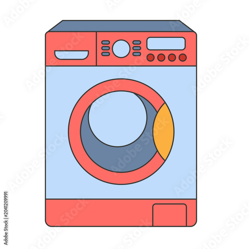 Washing Machine Front Loader Vector Illustration for Laundry and Housework Concept