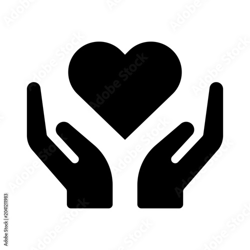 Foto Compassion and Emotional Support Icon with Caring Hands and Heart Symbol, Mental