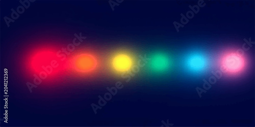 Картината върху платно Abstract rainbow glowing bokeh light orbs on dark blue background