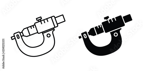 Schilderij op canvas Precision Micrometer Tool outline and solid silhouette for precise measurement i