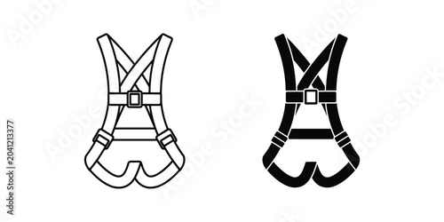 Quadro su tela Safety Harness in Black and White Outline Against White Background for Construct