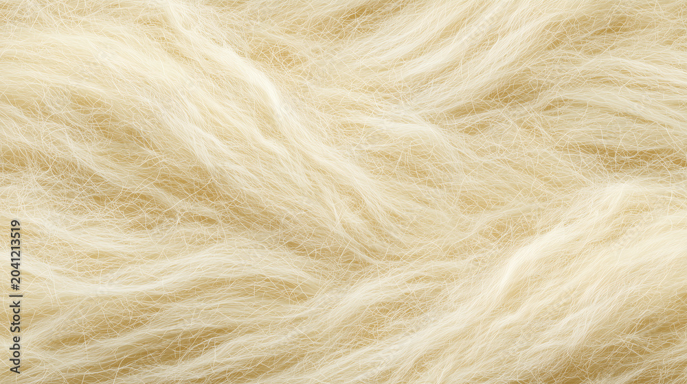 Obraz premium Fluffy mohair yarn fibers with a soft halo of wispy strands in warm cream and blonde tones for a delicate fuzzy textile background