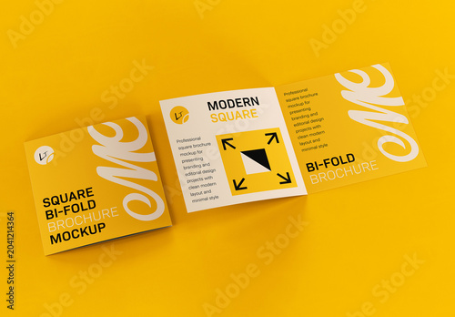 Square Bi Fold Brochure Mockup