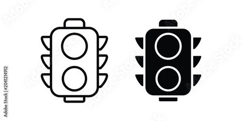 Schilderij op canvas Traffic light icons in outline and solid fill on white background symbolizing co