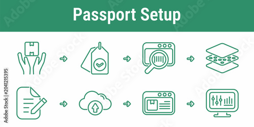 Fotografie Digital product passport setup workflow with package intake tagging barcode scan