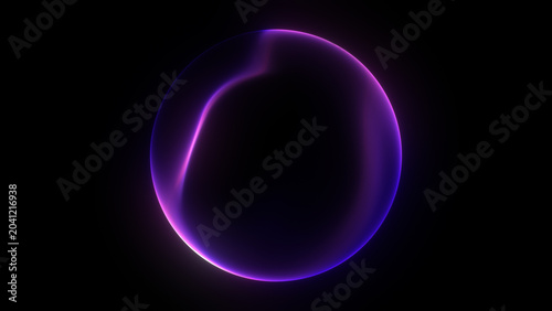 Tableau sur toile Glowing purple neon energy sphere on dark background with soft plasma light gradients and smooth fluid deformation