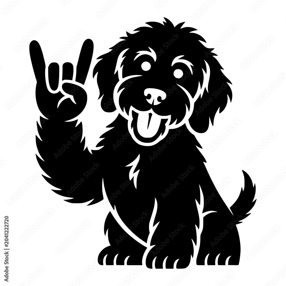 Fototapeta premium Goldendoodle Rock On Gesture