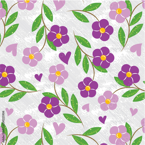 Flowers and leaves with hearts pattern
