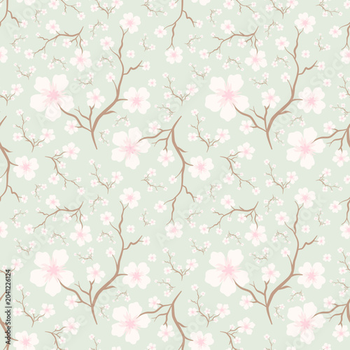 Cherry blossom floral seamless pattern background