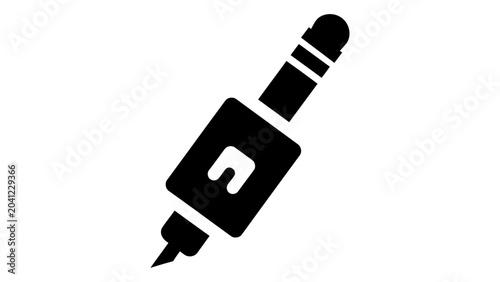Fotografía A black icon representing a headphone jack adapter, symbolizing mobile accessori