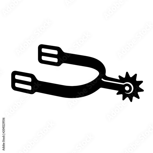 Classic cowboy spur with a star-shaped rowel on a white background