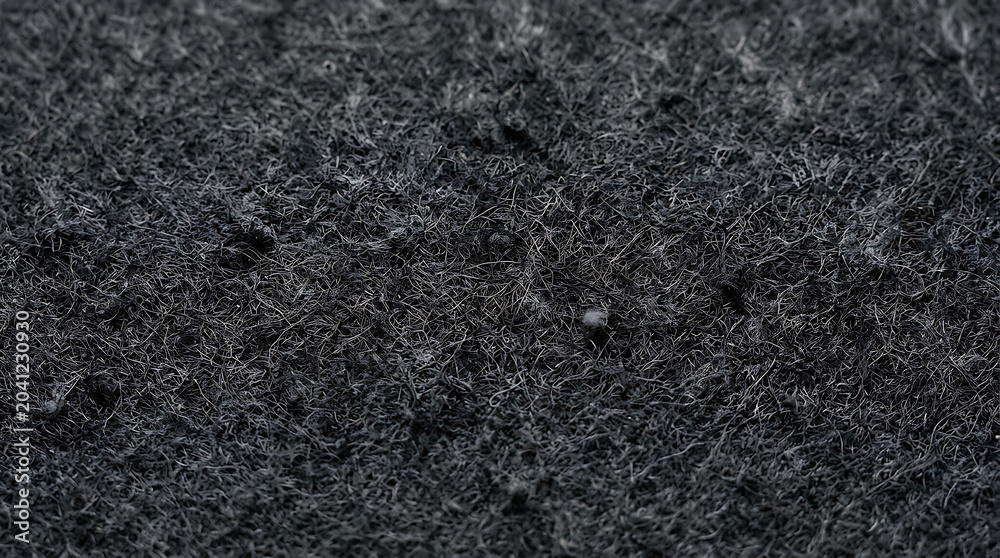 Fototapeta premium Macro CloseUp of Dark Charcoal Gray Felt Fiber Texture Background Industrial Synthetic Wool Fabric Material for Design and Craft Projects
