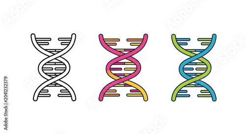 Obraz na plátne DNA double helix icons, genetic symbols, colorful illustrations, biology signs