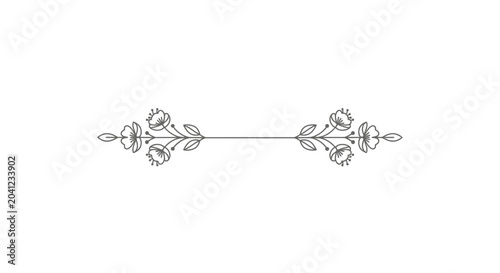 Foto Elegant symmetrical floral divider with delicate rose-like blossoms and leaves, a decorative design element for text separation or page embellishment