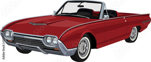 Bild auf Leinwand Vector Illustration of a Classic Red American Convertible Car