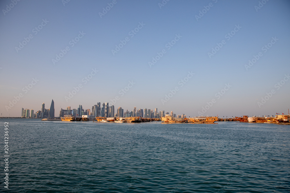 Obraz premium Doha Skyline Hafen Katar