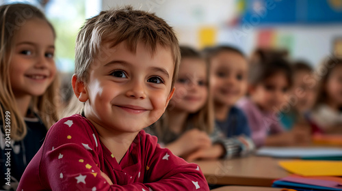 Smiling Elementary School Student in Classroom Representing Learning and Future Success
