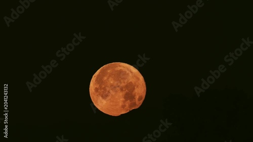 Tokyo,Japan - June 1, 2026: Setting the full moon, May's Blue Moon