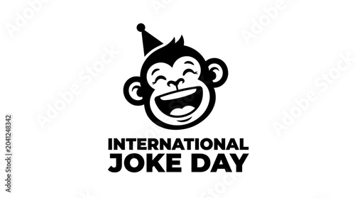 Photography Funny Monkey Face with Party Hat - International Joke Day Celebration