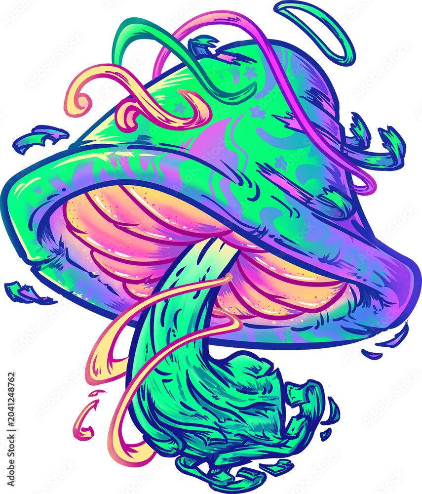 Obraz premium Abstract Groovy Psychedelic Magic Mushroom Art 2