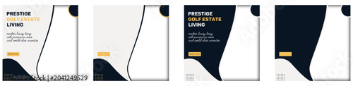 Luxury Golf Estate Real Estate Instagram Carousel Template with Premium Property Marketing Layout, isolated transparent background, editable vector artwork PNG file, EPS JPG Illustrator Included