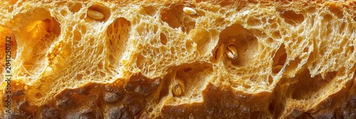 Freshly baked bread showing golden crust and airy texture, perfect for a delicious meal or snack any time of day