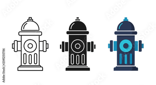 Foto A trio of essential urban fire hydrants, depicted in various illustrative styles