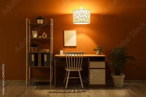 Interior of dark office wit...