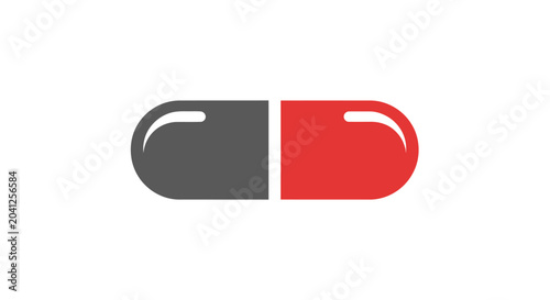Foto Red and grey capsule, medical pill icon