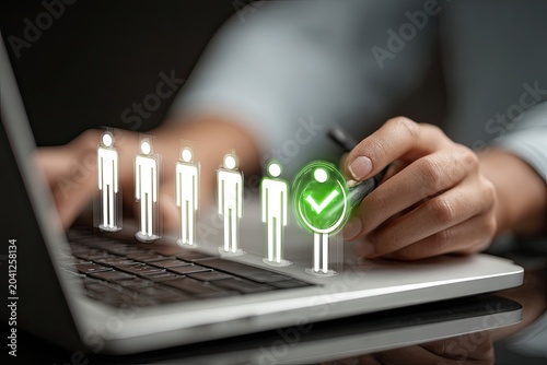 Human Resources Selection Process Using Technology and Laptop.