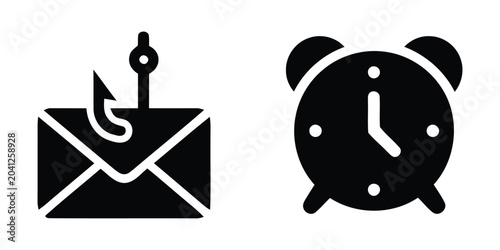 Fotografie email with hook and alarm clock flat icons icon symbol communication time remind