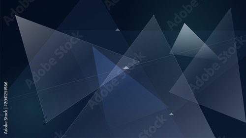 Bild auf Leinwand Abstract blue geometric background with overlapping translucent triangles for co